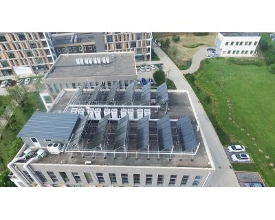 河北廊坊市工業(yè)園區(qū)太陽能+空氣源熱泵+儲(chǔ)熱+新風(fēng)，冷、熱、電“多能互補(bǔ)四聯(lián)供”系統(tǒng)工程取代電鍋爐、取代中央空調(diào)